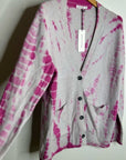 Unsubscribed 100% Cashmere Pink Tie Dye Button Down Boyfriend Cardigan