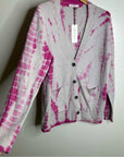 Unsubscribed 100% Cashmere Pink Tie Dye Button Down Boyfriend Cardigan
