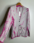 Unsubscribed 100% Cashmere Pink Tie Dye Button Down Boyfriend Cardigan