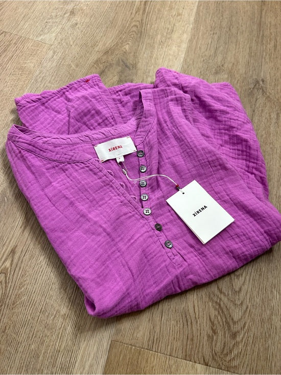 XiRENA Xirena 100% Cotton Tish Button Down Tank Top in Purple Orchid - Cotton