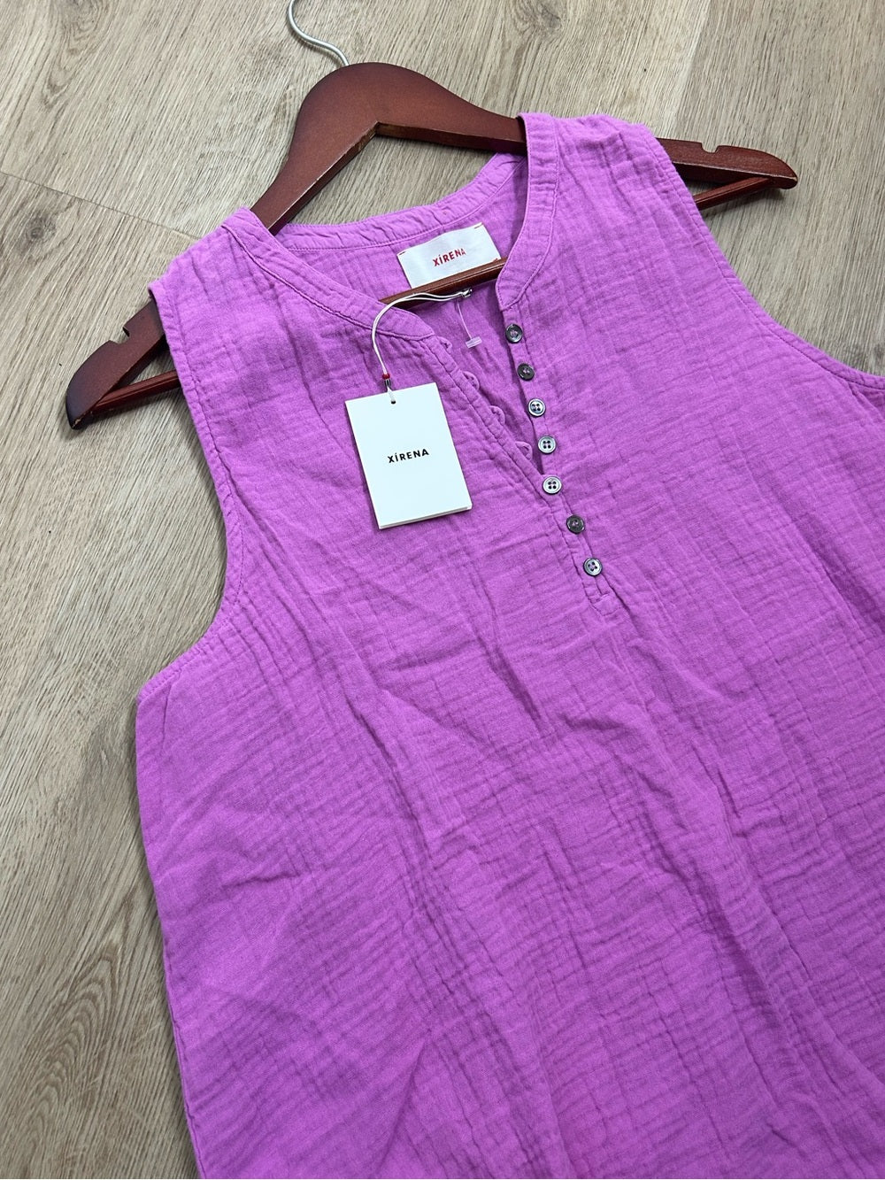 XiRENA Xirena 100% Cotton Tish Button Down Tank Top in Purple Orchid - Cotton