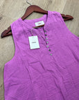 Xirena 100% Cotton Tish Button Down Tank Top in Purple Orchid