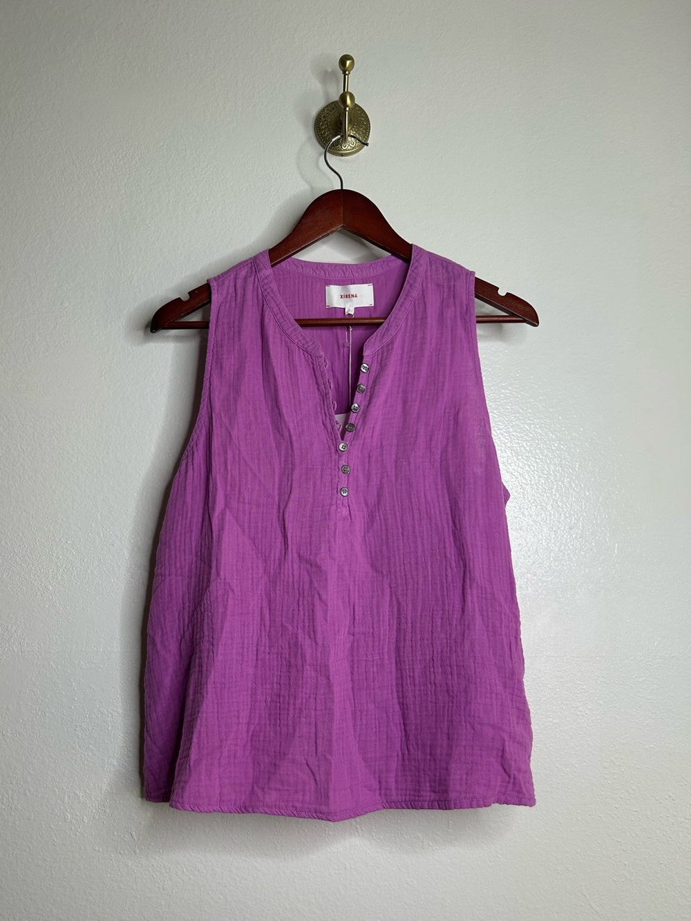 XiRENA Xirena 100% Cotton Tish Button Down Tank Top in Purple Orchid - Cotton