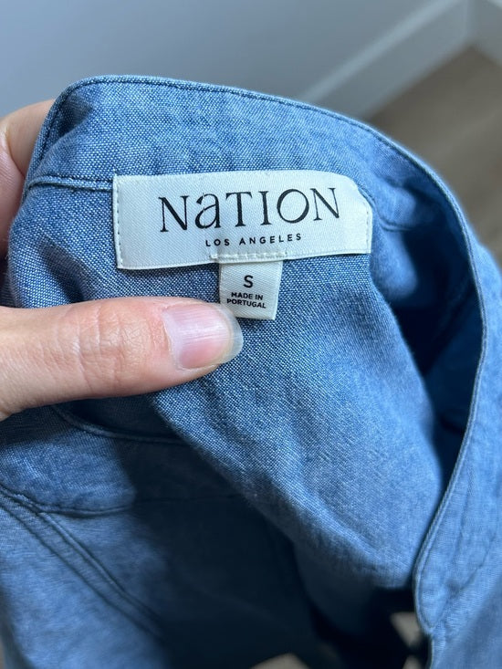 Nation LA 100% Organic Cotton Denim Chambray Emmett Top 3/4 Sleeve