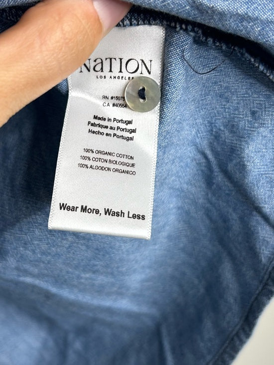 Nation LA 100% Organic Cotton Denim Chambray Emmett Top 3/4 Sleeve