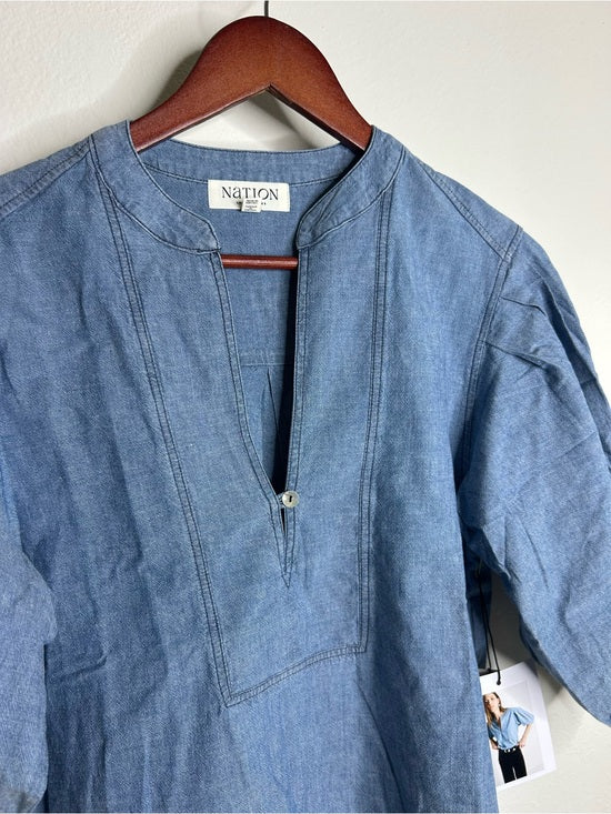 Nation LTD Nation LA 100% Organic Cotton Denim Chambray Emmett Top 3/4 Sleeve - Cotton, Denim
