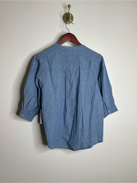 Nation LTD Nation LA 100% Organic Cotton Denim Chambray Emmett Top 3/4 Sleeve - Cotton, Denim