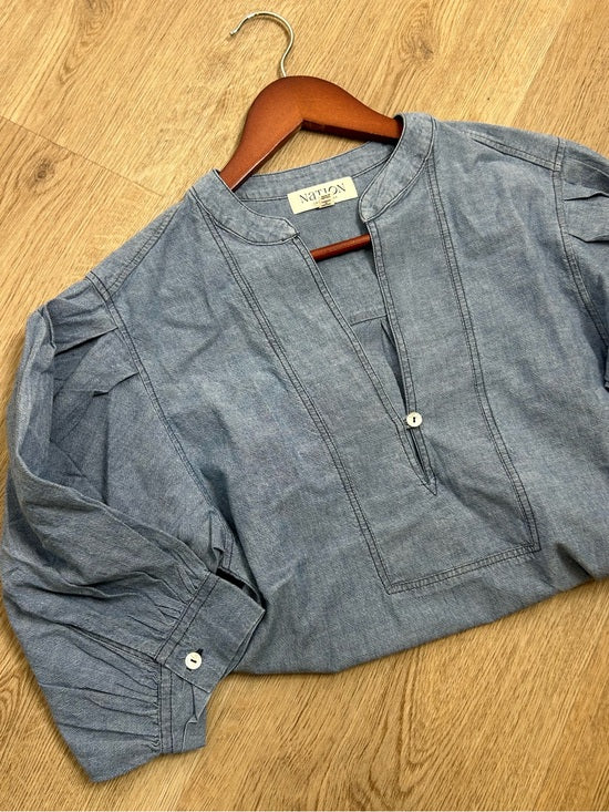 Nation LA 100% Organic Cotton Denim Chambray Emmett Top 3/4 Sleeve