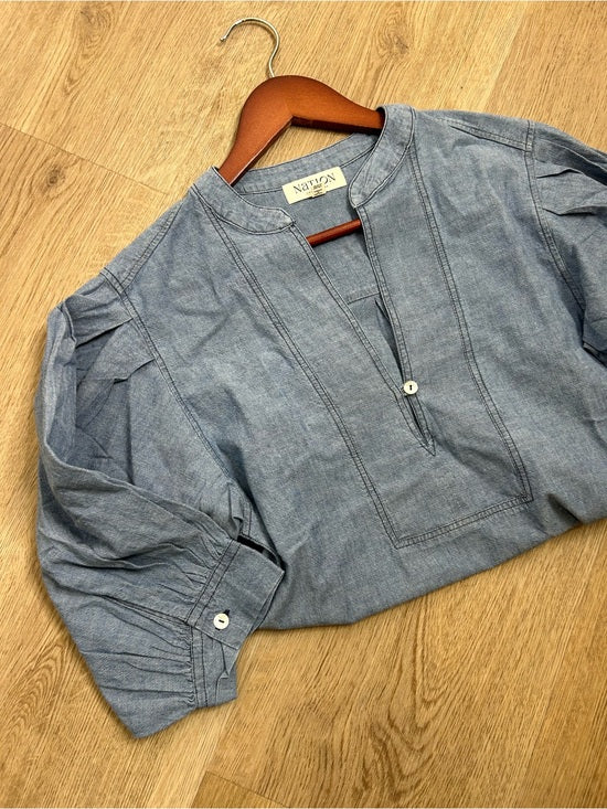 Nation LA 100% Organic Cotton Denim Chambray Emmett Top 3/4 Sleeve