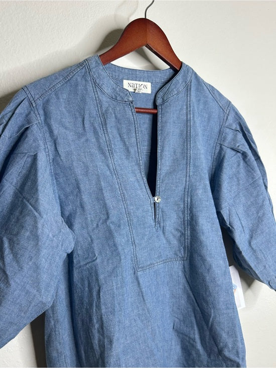 Nation LA 100% Organic Cotton Denim Chambray Emmett Top 3/4 Sleeve