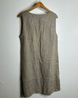 FLAX 100% Linen Tan Neutral Lagenlook Oversized Shift Tank Dress