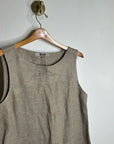 FLAX 100% Linen Tan Neutral Lagenlook Oversized Shift Tank Dress