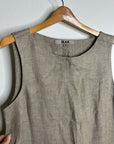 FLAX 100% Linen Tan Neutral Lagenlook Oversized Shift Tank Dress