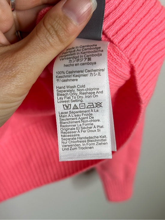 J. Crew 100% Cashmere Perfect Cashmere Cardigan in Neon Vivid Coral
