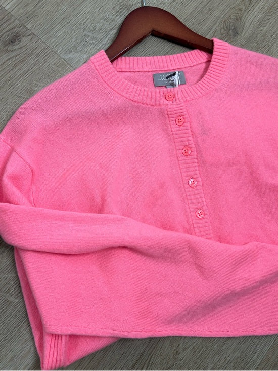 J. Crew J. Crew 100% Cashmere Perfect Cashmere Cardigan in Neon Vivid Coral - Cashmere