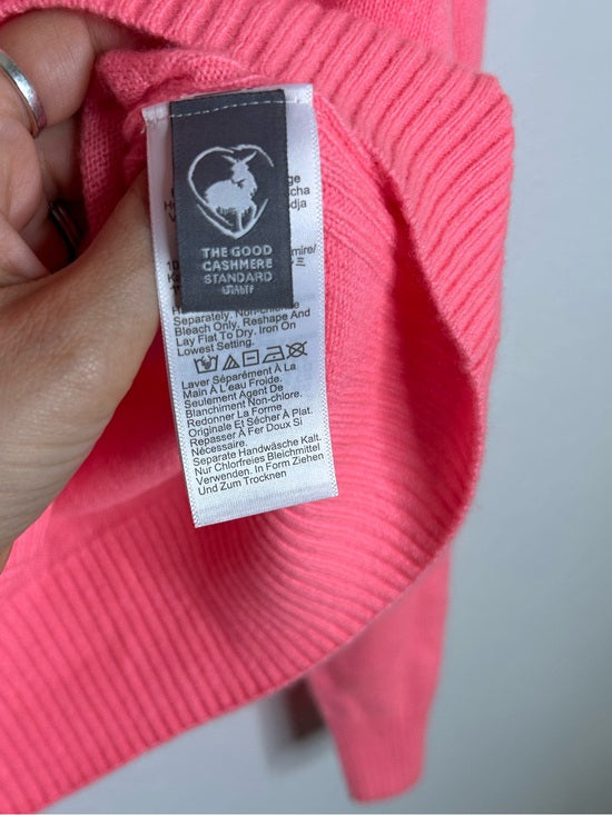 J. Crew 100% Cashmere Perfect Cashmere Cardigan in Neon Vivid Coral