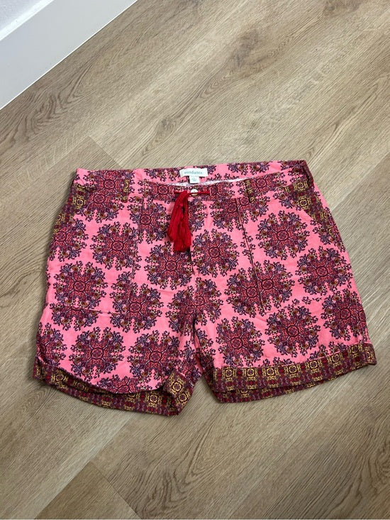 Sundance Cotton Linen Pink Multicolor Paisley Drawstring Loose Fit Shorts