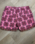 Sundance Cotton Linen Pink Multicolor Paisley Drawstring Loose Fit Shorts