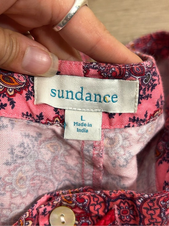 Sundance Cotton Linen Pink Multicolor Paisley Drawstring Loose Fit Shorts