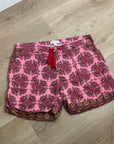 Sundance Cotton Linen Pink Multicolor Paisley Drawstring Loose Fit Shorts