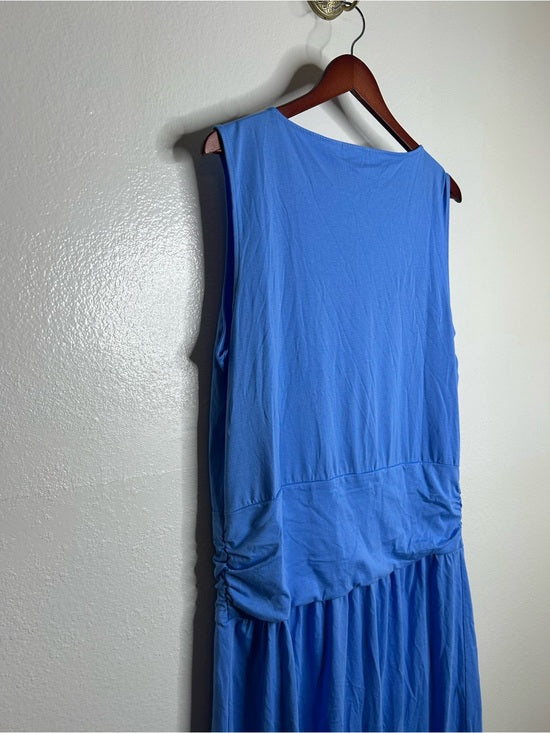 Nation LA 100% Pima Cotton Cleo Drop Waist Midi Tank Dress in Blue