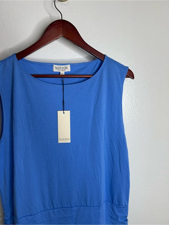 Nation LA 100% Pima Cotton Cleo Drop Waist Midi Tank Dress in Blue