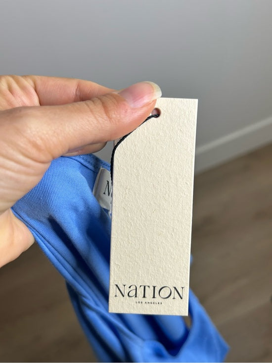 Nation LA 100% Pima Cotton Cleo Drop Waist Midi Tank Dress in Blue