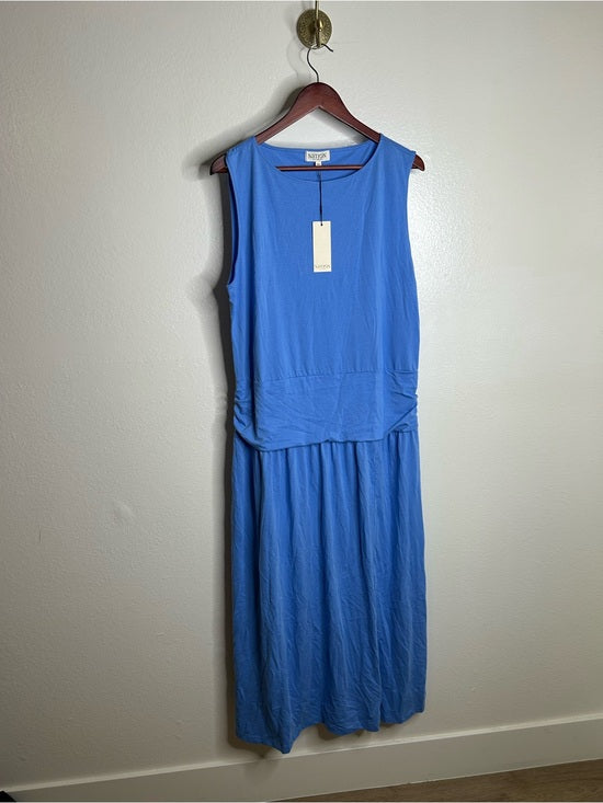 Nation LA 100% Pima Cotton Cleo Drop Waist Midi Tank Dress in Blue