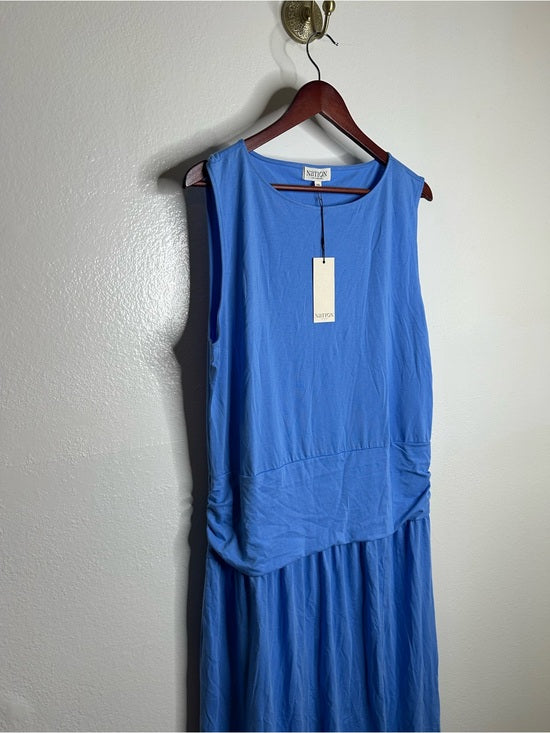 Nation LA 100% Pima Cotton Cleo Drop Waist Midi Tank Dress in Blue