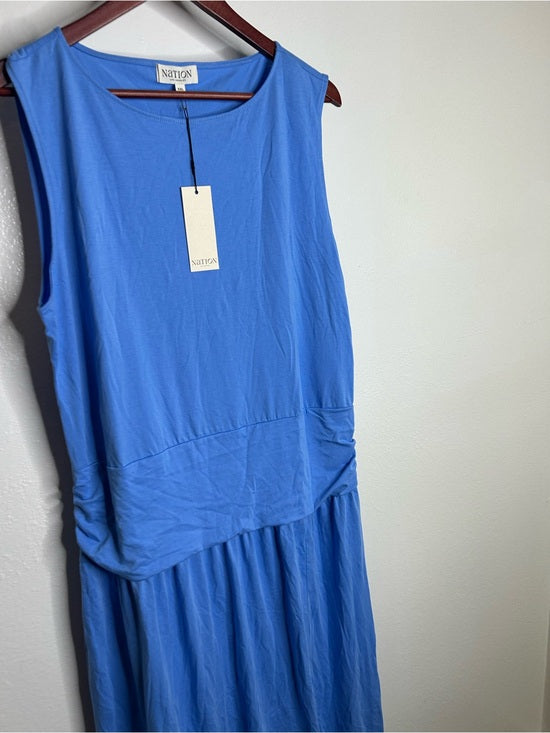 Nation LA 100% Pima Cotton Cleo Drop Waist Midi Tank Dress in Blue
