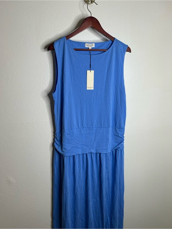 Nation LA 100% Pima Cotton Cleo Drop Waist Midi Tank Dress in Blue