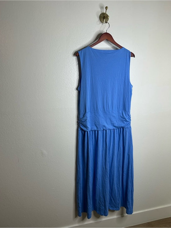 Nation LA 100% Pima Cotton Cleo Drop Waist Midi Tank Dress in Blue
