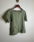 Francesca Bettini 100% Linen Sage Green Short Sleeve Slouchy Fit Top