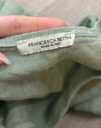 Francesca Bettini 100% Linen Sage Green Short Sleeve Slouchy Fit Top
