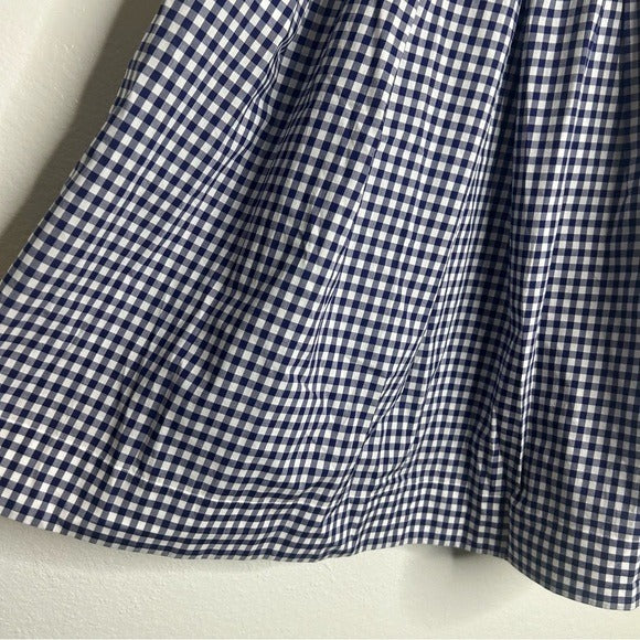 Sara Roka 100% Cotton Navy White Checkered Cotton Midi Skirt