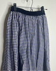 Sara Roka 100% Cotton Navy White Checkered Cotton Midi Skirt