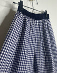 Sara Roka 100% Cotton Navy White Checkered Cotton Midi Skirt