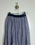 Sara Roka 100% Cotton Navy White Checkered Cotton Midi Skirt
