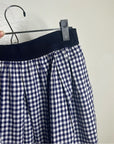 Sara Roka 100% Cotton Navy White Checkered Cotton Midi Skirt