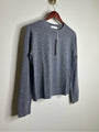 One Grey Day 100% Merino Wool Fine Knit Gray Crew Neck Pullover Sweater