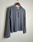 One Grey Day 100% Merino Wool Fine Knit Gray Crew Neck Pullover Sweater