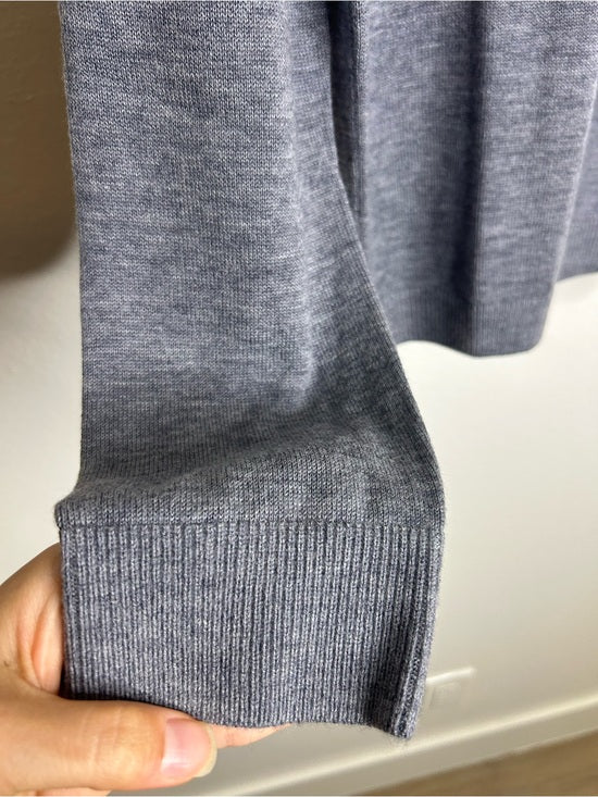 One Grey Day 100% Merino Wool Fine Knit Gray Crew Neck Pullover Sweater