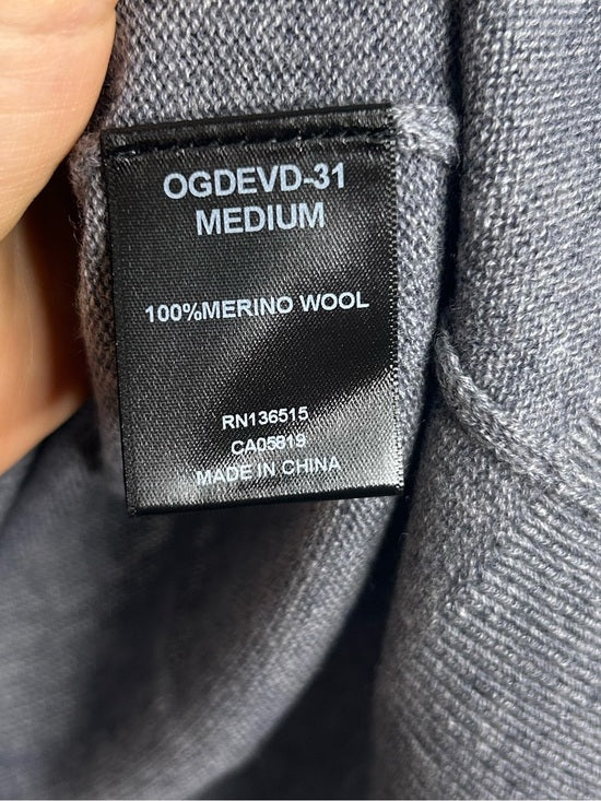 One Grey Day 100% Merino Wool Fine Knit Gray Crew Neck Pullover Sweater