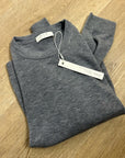 One Grey Day 100% Merino Wool Fine Knit Gray Crew Neck Pullover Sweater