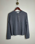 One Grey Day 100% Merino Wool Fine Knit Gray Crew Neck Pullover Sweater