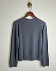 One Grey Day 100% Merino Wool Fine Knit Gray Crew Neck Pullover Sweater