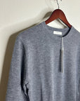 One Grey Day 100% Merino Wool Fine Knit Gray Crew Neck Pullover Sweater