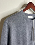 One Grey Day 100% Merino Wool Fine Knit Gray Crew Neck Pullover Sweater