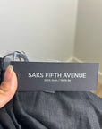 Saks Fifth Avenue 100% Linen Black Button Down V- Neck Fitted Vest Top