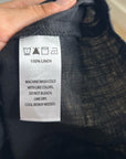 Saks Fifth Avenue 100% Linen Black Button Down V- Neck Fitted Vest Top